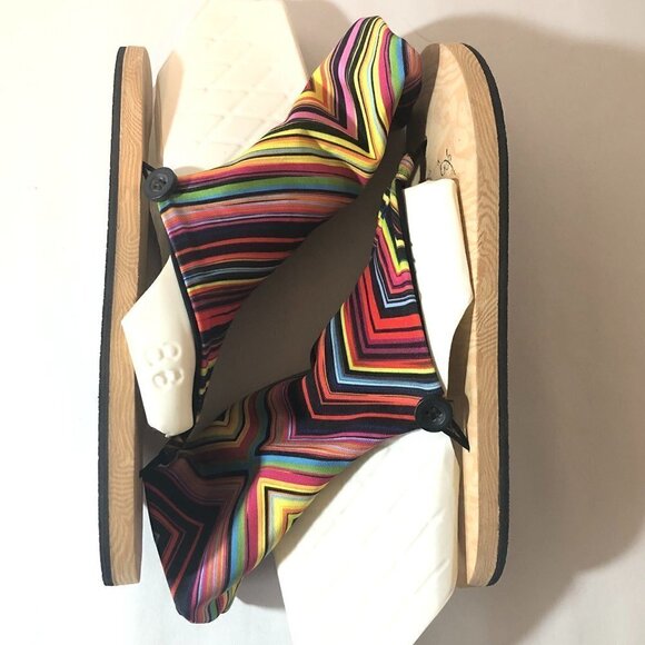 CHULA Sandals Women's Size US7 Pink Green Multicolor Mexican Striped Fabric - Picture 10 of 11